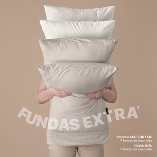 Foto 3 | Foto 3 | Juego De Sábanas De Microfibra Esquimal Khaki-marfil Queen Size + 4 Fundas De Almohada