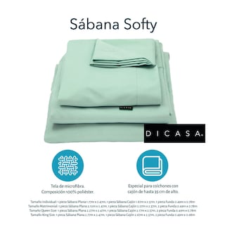 Foto 3 | Foto 3 | Sabanas Softy Menta + Almohada 2-pack Matrimonial