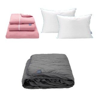 Foto 1 | Foto 1 | Sabanas Royal Rosa + Protector Lux Gris + Almohada Royal Twin King Size
