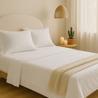 Foto 5 | Foto 5 | Juego de Sabanas 100% Algodón King size Frescas y Transpirables Blanco Kyuden Home