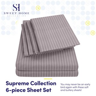 Foto 2 | Foto 2 | Juego De Sábanas Sweet Home Collection Pinstripe Gray Queen - Venta Internacional.