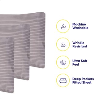 Foto 3 | Foto 3 | Juego De Sábanas Sweet Home Collection Pinstripe Gray Queen - Venta Internacional.