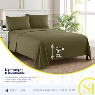 Foto 3 | Foto 3 | Juego De Sábanas Sweet Home Collection Twin Olive 1800 Supreme - Venta Internacional.