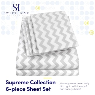 Foto 2 | Foto 2 | Juego De Sábanas Sweet Home Collection Chevron Grey Queen - Venta Internacional.