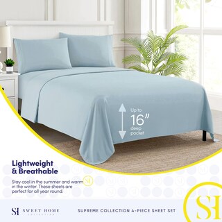Foto 3 | Foto 3 | Sábanas Sweet Home Collection Supreme Queen, Color Azul Claro - Venta Internacional.