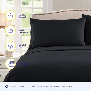 Foto 2 | Foto 2 | Sábanas Sweet Home Collection Rv Short Queen, Color Negro - Venta Internacional.