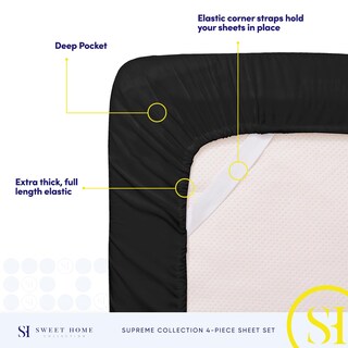 Foto 5 | Foto 5 | Sábanas Sweet Home Collection Rv Short Queen, Color Negro - Venta Internacional.