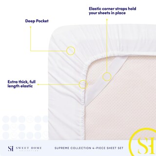 Foto 5 | Foto 5 | Sábanas Sweet Home Collection Supreme Queen, Color Blanco - Venta Internacional.