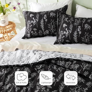 Foto 3 | Foto 3 | Juego de Edredón Bedsure Queen Negro Con Estampado Floral 3 Piezas - Venta Internacional