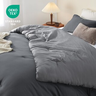 Foto 4 | Foto 4 | Juego de Edredón Bedsure Tamaño Queen Reversible Gris 3 Piezas - Venta Internacional