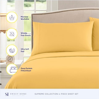 Foto 2 | Foto 2 | Juego De Sábanas Sweet Home Collection 1800 Supreme Twin Xl, Color Amarillo - Venta Internacional.