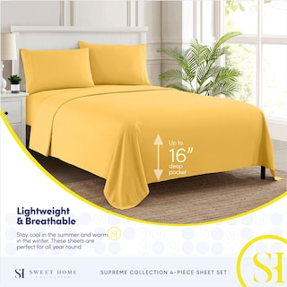 Foto 3 | Foto 3 | Juego De Sábanas Sweet Home Collection 1800 Supreme Twin Xl, Color Amarillo - Venta Internacional.