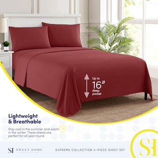 Foto 3 | Foto 3 | Sábanas Sweet Home Collection Supreme Queen Burgundy - Venta Internacional.