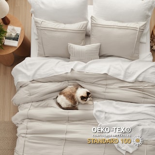 Foto 5 | Foto 5 | Juego de Edredón Bedsure King Beige Plisado 4 Piezas - Venta Internacional