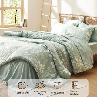 Foto 3 | Foto 3 | Juego de Edredón Bedsure King Size 7 Piezas con Estampado Floral Verde -Venta Internacional