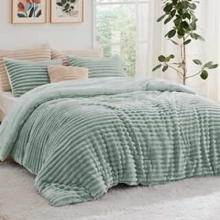 Foto 1 | Foto 1 | Juego De Edredón Bedsure Fluffy Queen Con 2 Fundas De Almohada De Color Verde Salvia - Venta Internacional.