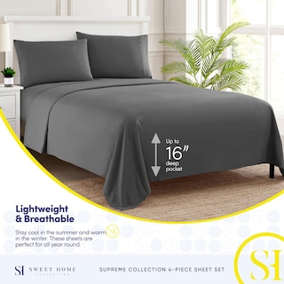 Foto 3 | Foto 3 | Sábanas Sweet Home Collection King Size, Color Gris 1800tc - Venta Internacional.