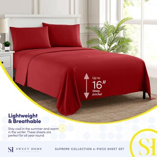 Foto 3 | Foto 3 | Juego De Sábanas Sweet Home Collection Supreme Split King Red - Venta Internacional.