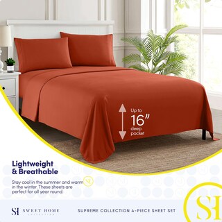 Foto 3 | Foto 3 | Sábanas Sweet Home Collection Supreme Queen Rust - Venta Internacional.