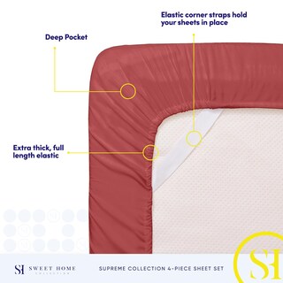 Foto 5 | Foto 5 | Sábanas Sweet Home Collection Rv Short Queen Burgundy - Venta Internacional.