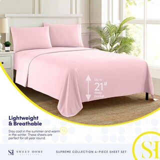 Foto 3 | Foto 3 | Juego De Sábanas Sweet Home Collection 1800 Supreme Twin, Color Rosa Pálido - Venta Internacional.