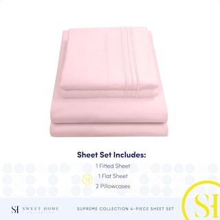 Foto 4 | Foto 4 | Juego De Sábanas Sweet Home Collection 1800 Supreme, Color Rosa Pálido - Venta Internacional.