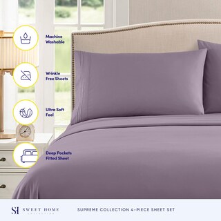 Foto 2 | Foto 2 | Juego De Sábanas Sweet Home Collection 1800 Supreme Twin Plum - Venta Internacional.