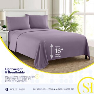Foto 3 | Foto 3 | Juego De Sábanas Sweet Home Collection 1800 Supreme Twin Plum - Venta Internacional.