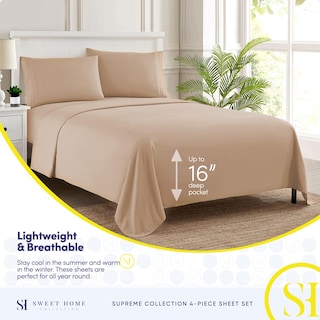 Foto 3 | Foto 3 | Juego De Sábanas Sweet Home Collection 1800 Supreme Twin Xl Taupe - Venta Internacional.