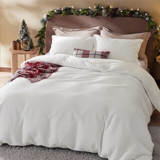 Foto 3 | Foto 3 | Funda De Edredón De Algodón Con Tejido Gofrado, Tamaño King Size, Color Blanco Coco - Venta Internacional.