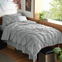 Juego De Edredón Bedsure Twin Xl Gentlesoft™ Pinch Pleat Grey - Venta Internacional.