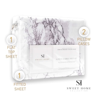 Foto 5 | Foto 5 | Juego De Sábanas Sweet Home Collection Con Estampado De Mármol, Tamaño Completo - Venta Internacional.