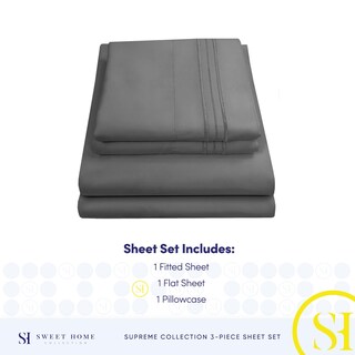 Foto 4 | Foto 4 | Juego De Sábanas Sweet Home Collection 1800 Supreme Twin Grey - Venta Internacional.