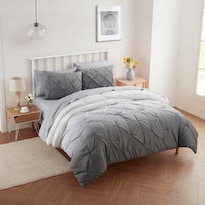 Set De Edredón Sweet Home Collection Ombre Pintuck Gris Completo - Venta Internacional.