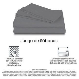 Foto 7 | Foto 7 | Sabanas Spring Air Basic Queen Size Color Gris