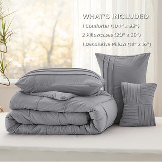 Foto 7 | Foto 7 | Juego de Edredón Bedsure California King Pinch Pleat Gris - Venta Internacional