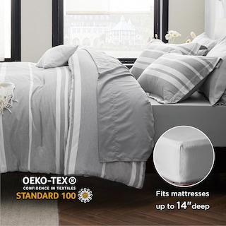 Foto 6 | Foto 6 | Juego de Edredón Bedsure Doble Rayas Grises 5 Piezas - Venta Internacional
