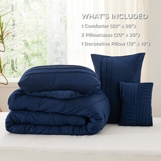 Foto 7 | Foto 7 | Juego de Edredón Bedsure Full Pinch Pleat 4 Piezas Azul Marino - Venta Internacional