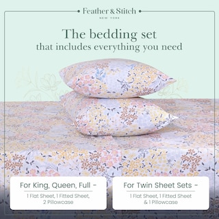 Foto 6 | Foto 6 | Juego De Sábanas Feather & Stitch, 100% Algodón, 300 Hilos, Percal King - Venta Internacional.
