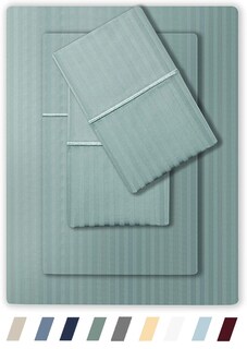 Foto 1 | Foto 1 | Juego De Sábanas Feather & Stitch, 500 Hilos, Dividido, Tamaño King, Color Verde - Venta Internacional.