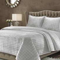 Set De Edredón Tribeca Living Luxury Velvet Queen Silver Grey - Venta Internacional.
