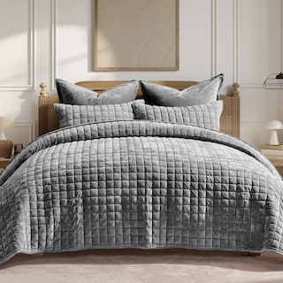 Foto 1 | Foto 1 | Juego De Colcha Recyco Luxury Velvet Full Queen Con 2 Fundas, Color Gris - Venta Internacional.