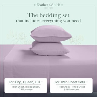 Foto 6 | Foto 6 | Juego De Sábanas Feather & Stitch, 100% Algodón, 300 Hilos, Percal Queen - Venta Internacional.