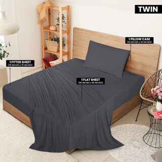 Foto 2 | Foto 2 | Juego De Sábanas Utopia, Jersey De Punto De Algodón, Doble, Gris Oscuro - Venta Internacional.