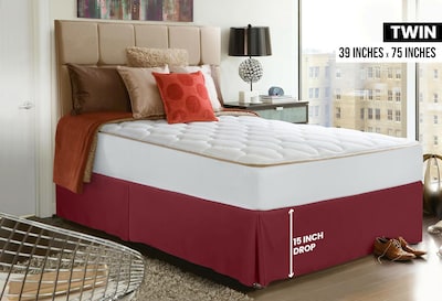 Foto 2 | Foto 2 | Falda De Cama Utopia, Cama Doble, Cuádruple, Plisada, Burdeos - Venta Internacional.