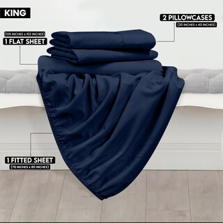 Foto 2 | Foto 2 | Juego De Sábanas Utopia Bedding King De Microfibra Cepillada, Color Azul Marino - Venta Internacional.