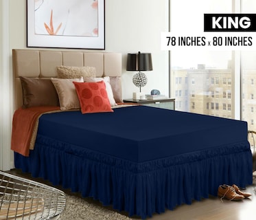 Foto 2 | Foto 2 | Falda De Cama Utopia Bedding Elástica De Microfibra King Navy - Venta Internacional.