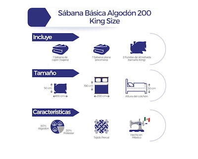 Foto 4 | Foto 4 | Juego De Sábanas Algodón Percal Básica 200 - Estampada - Rayas Gris - King Size
