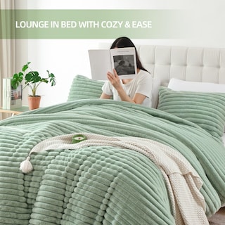 Foto 6 | Foto 6 | Juego de Edredón Smoofy Fluffy Twin Forro Polar Verde Salvia 2 Piezas - Venta Internacional