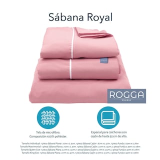 Foto 7 | Foto 7 | Sábanas Rogga Royal Touchl Color Rosa Individual + Almohada Royal